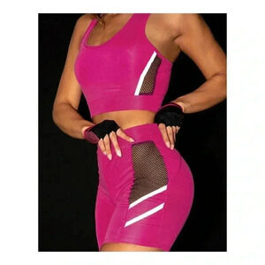 🆕Pink Mesh Splicing Activewear Set M🆕